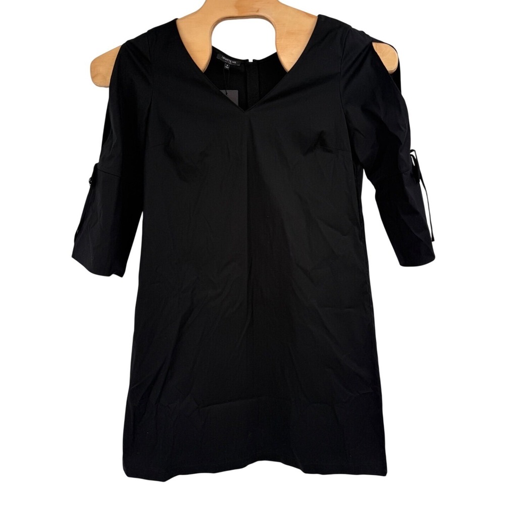 Lafayette 148 New York Black Riley 3/4 Sleeve Shift Dress Sz S NWT $398